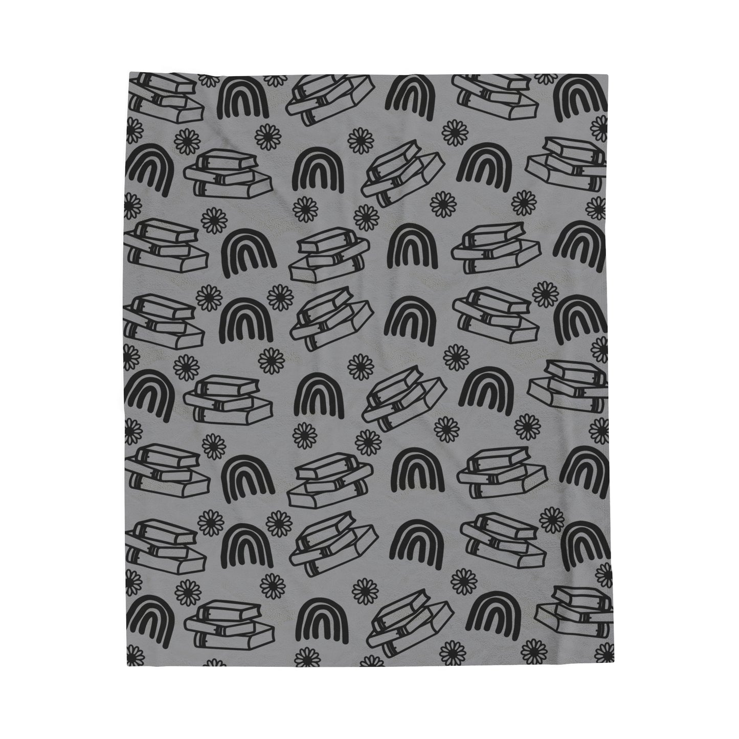 Books and Rainbows Grey Plush Blanket