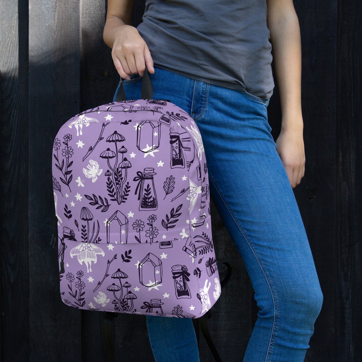 Lilac potion and mushrooms Backpack