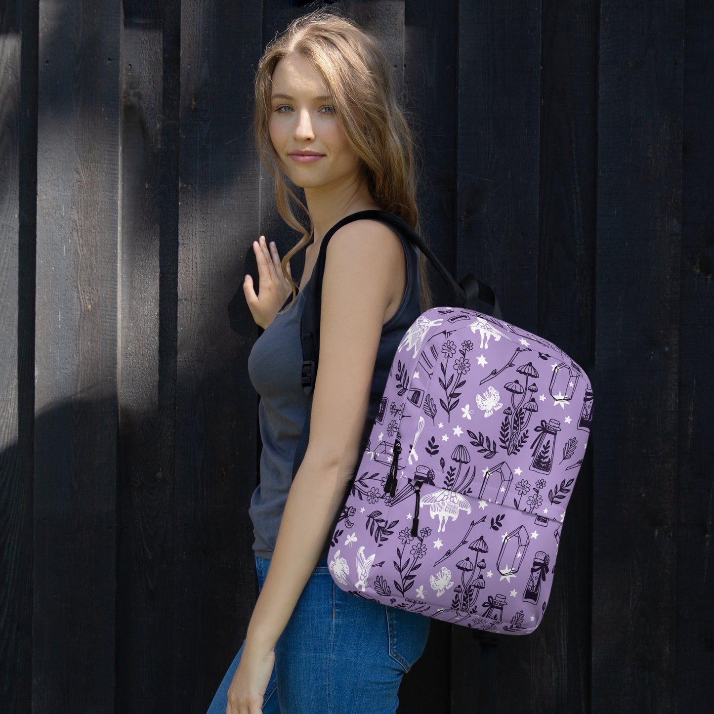 Lilac potion and mushrooms Backpack