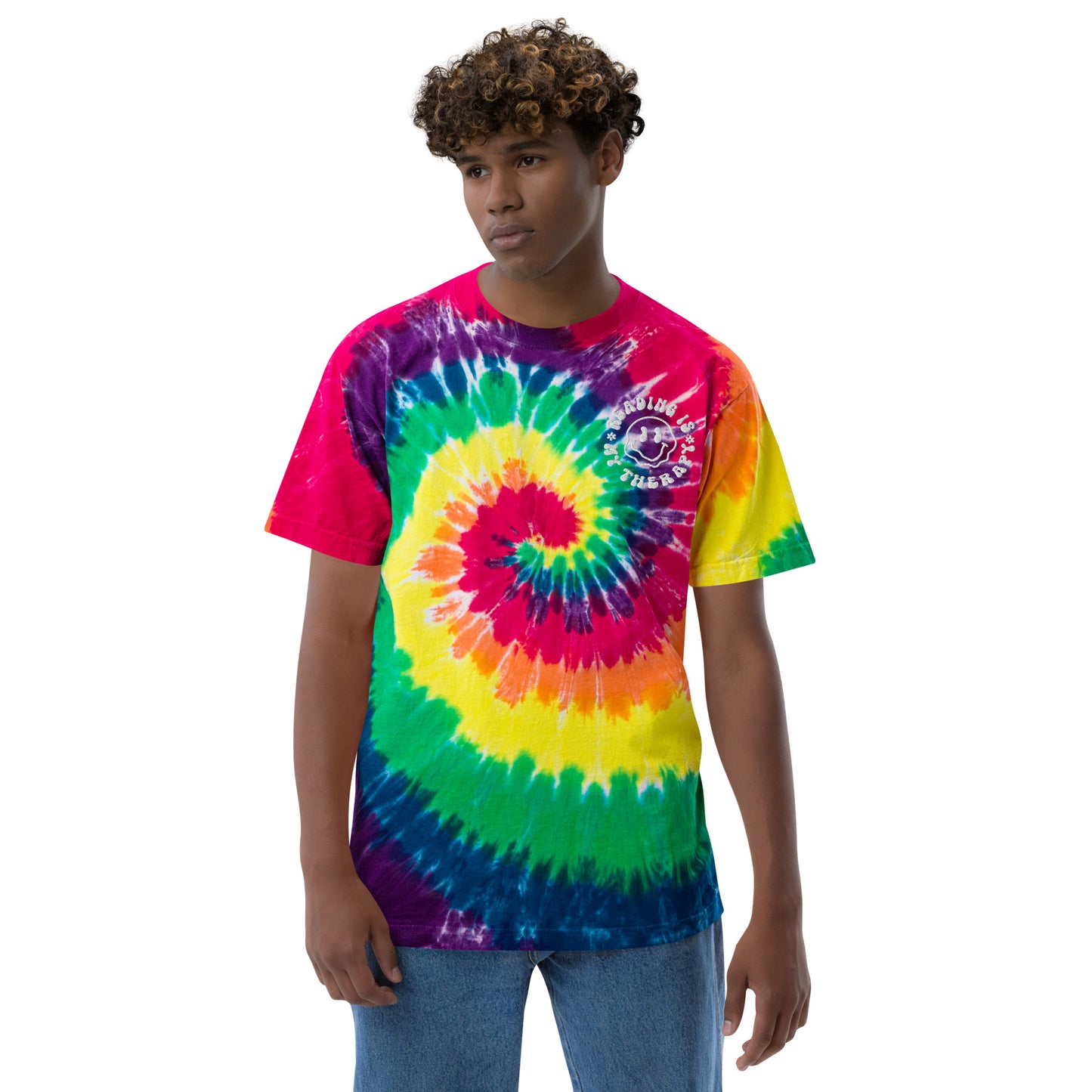 Reading is My Therapy Oversized tie-dye t-shirt