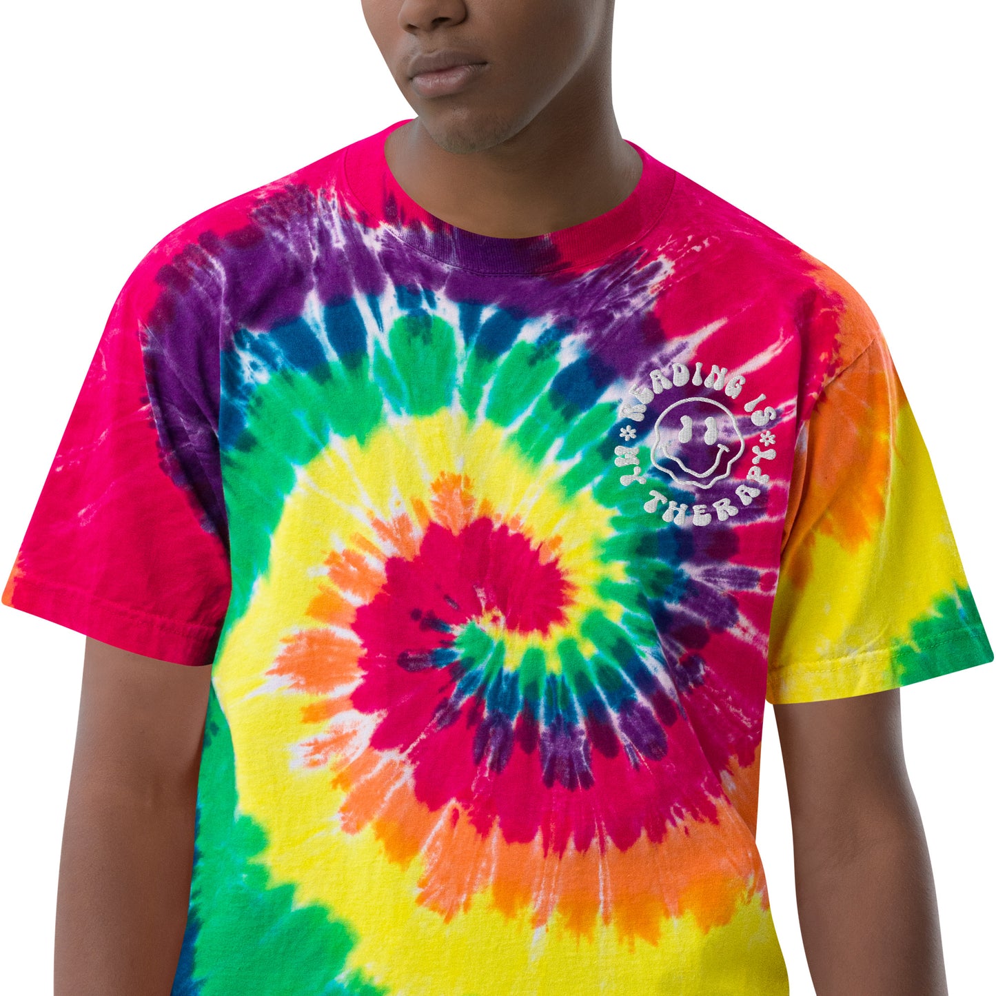 Reading is My Therapy Oversized tie-dye t-shirt