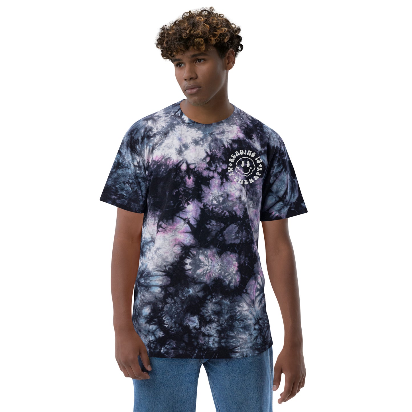 Reading is My Therapy Oversized tie-dye t-shirt