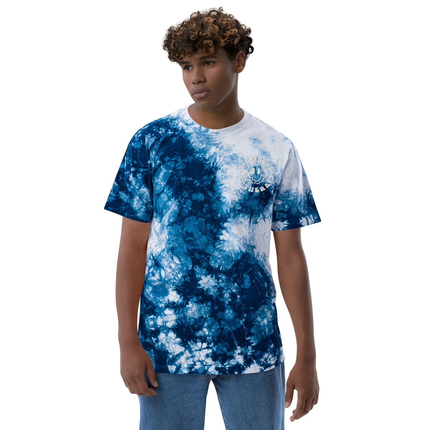 Reading is My Therapy Oversized tie-dye t-shirt