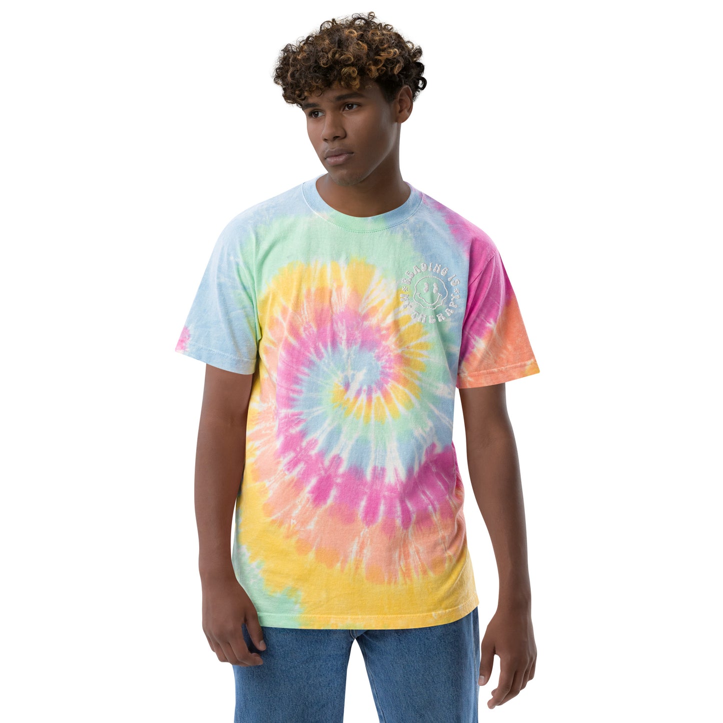 Reading is My Therapy Oversized tie-dye t-shirt